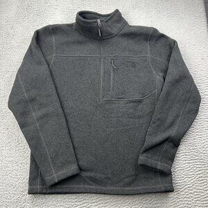 North Face Gray Fleece Half Zip Mens Pullover Sweater Jacket Size Medium